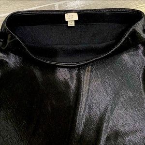 Black Satin Midi Fashion Skirt